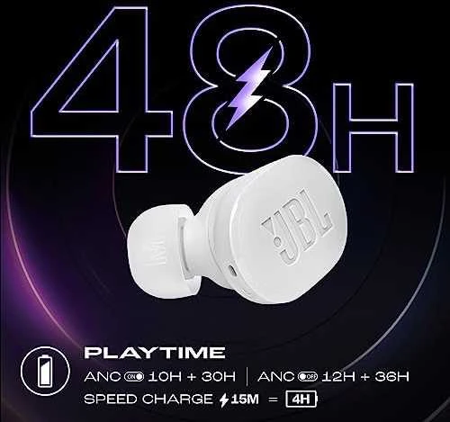 JBL Tune Buds TWS belaidės ausinės, Baltos