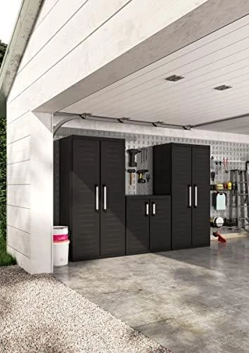 Keter Žema spintelė daiktams Garage, juoda ir sidabrinė, 99cm, XL