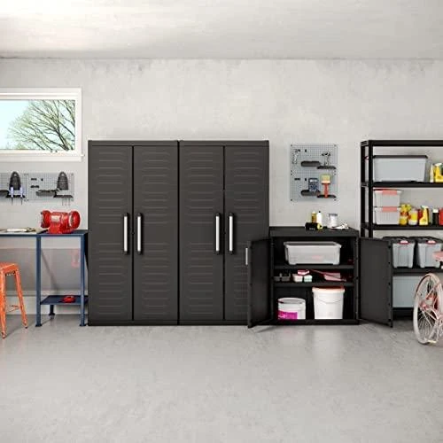 Keter Žema spintelė daiktams Garage, juoda ir sidabrinė, 99cm, XL