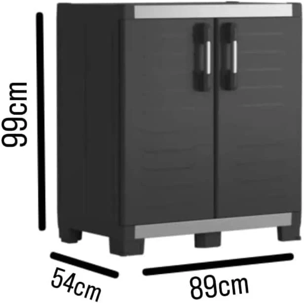 Keter Žema spintelė daiktams Garage, juoda ir sidabrinė, 99cm, XL