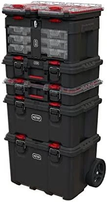 Įrankių dėžė - KETER Stack'N'Roll su 3 organizatoriais Juoda