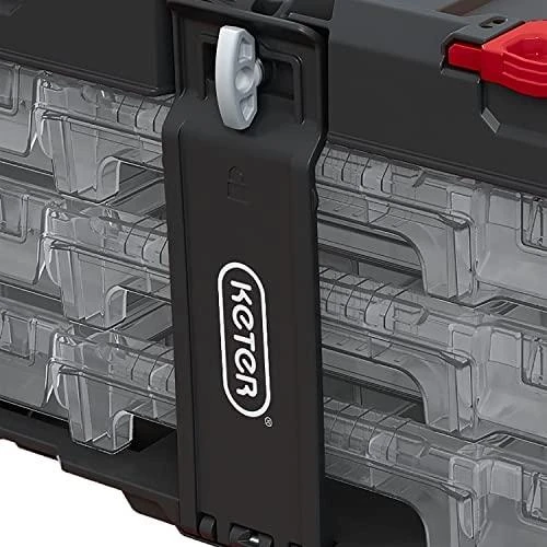 Įrankių dėžė - KETER Stack'N'Roll su 3 organizatoriais Juoda