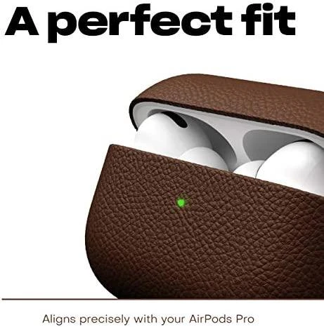 KeyBudz Artisan serijos odinis „AirPods Pro“ dėklas, natūralus rudas