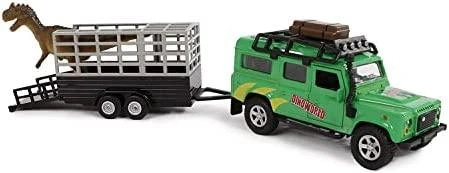 Lean Cars Automobilis Land Rover su transporteriu Dinosaur Metal 520178
