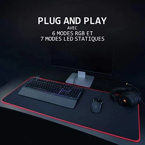 Pelės kilimėlis Deltaco Gaming, 6xRGB režimai, 900x360x4 mm, juodas / GAM-079