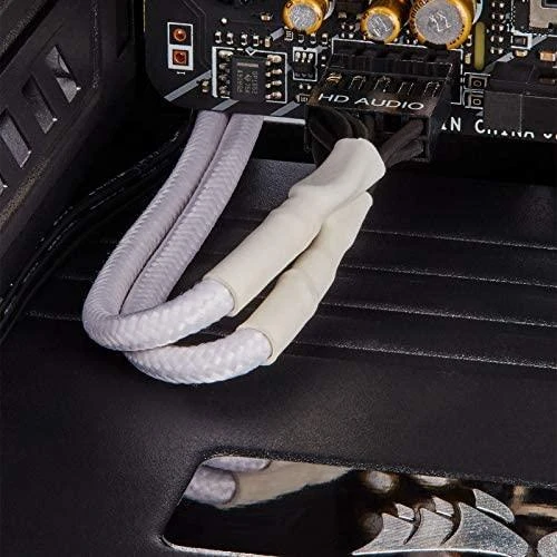 „Corsair Premium Sleeved“ priekinio skydelio kabelio prailginimo rinkinys, juodas