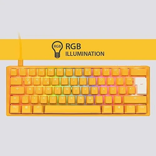 Ducky One 3 geltona mini žaidimų klaviatūra, RGB LED - MX Speed Sidabrinis