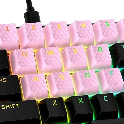 Pakaitiniai klavišai HyperX Rubber Keycaps, rožinės spalvos (US)