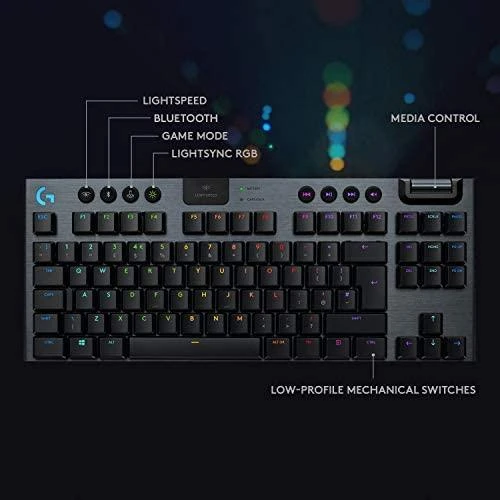 Belaidė Mechaninė žaidimų klaviatūra Logitech G915 TKL, RGB, Lightspeed, Stilius: Tactile, Išdėstymas: Šiaurės šalių