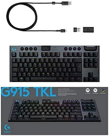 Belaidė Mechaninė žaidimų klaviatūra Logitech G915 TKL, RGB, Lightspeed, Stilius: Tactile, Išdėstymas: Šiaurės šalių