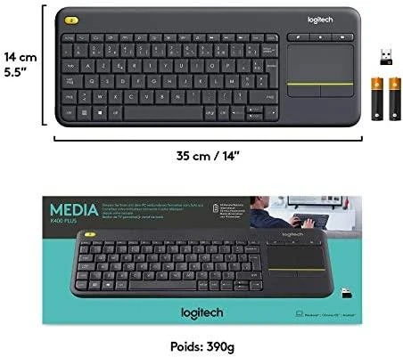 Logitech K400 Plus klaviatūra Radijo dažnio belaidė QWERTY Skandinaviškas Juoda