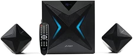 Kompiuterio kolonėlės Fenda F&D F550X 2.1 daugialypės terpės garsiakalbiai, 56 W RMS (14 Wx2 + 28 W), 2x3 colių palydovai + 6,5 colio žemųjų dažnių garsiakalbis, BT 5.0 / NFC / AUX / USB / FM / SD kortelių skaitytuvas / kelių spalvų LED / LED Ekranas / nuotolinio valdymo pultas /Medinis/Juodas