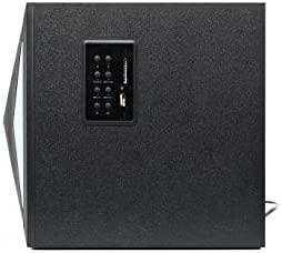 Kompiuterio kolonėlės Fenda F&D F550X 2.1 daugialypės terpės garsiakalbiai, 56 W RMS (14 Wx2 + 28 W), 2x3 colių palydovai + 6,5 colio žemųjų dažnių garsiakalbis, BT 5.0 / NFC / AUX / USB / FM / SD kortelių skaitytuvas / kelių spalvų LED / LED Ekranas / nuotolinio valdymo pultas /Medinis/Juodas
