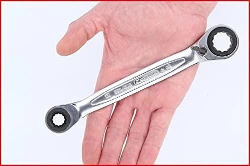Dvigubas žiedinis terkšlinis raktas su reversu 10x19mm-13x17, KS Tools