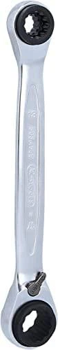 Dvigubas žiedinis terkšlinis raktas su reversu 10x19mm-13x17, KS Tools