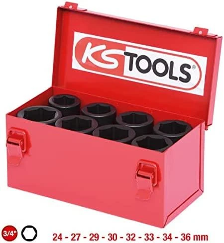 Smūginų galvučių komplektas 3/4" 8 vnt, ilgos, KS Tools