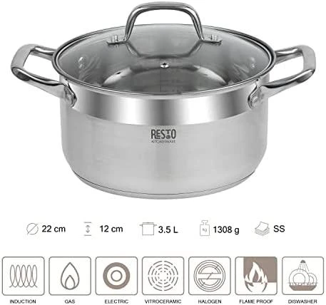 Orkaitėje kepti tinkamas puodas D22CM 4.6L/92004 RESTO