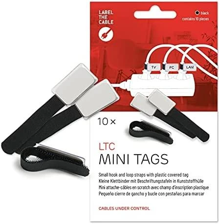 LABEL THE CABLE Mini Velcro Ties 10-piece Set - juodos spalvos