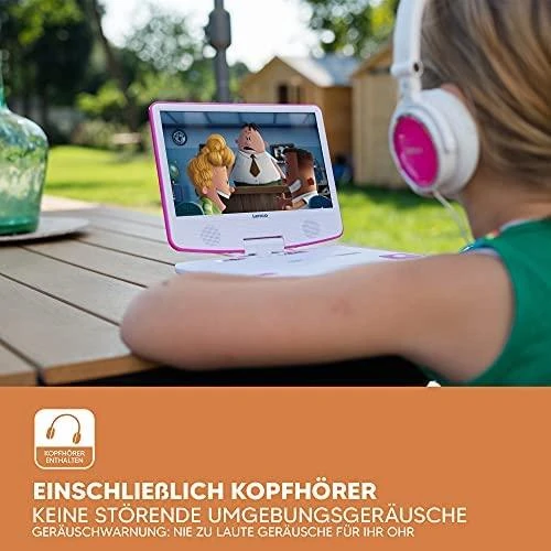 Vaizdo grotuvas LENCO DVP-910 9 DVD-Player + USB &amp; KfZ-Halterung. pink/wei