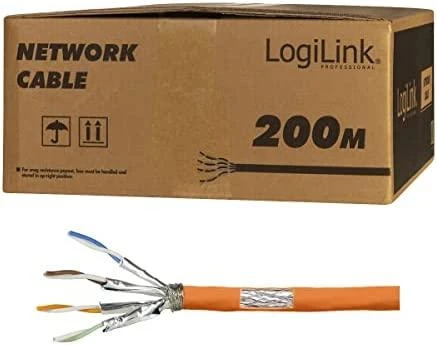 LogiLink S/FTP Cat7 AWG23 1000MHz instaliacinis kabelis, 200 m., oranžinės spalvos