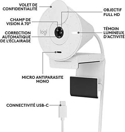 Internetinė kamera Logitech Brio 300, balta