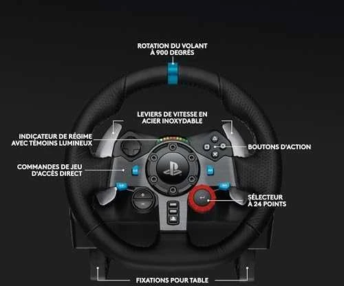 Logitech G29 SE Driving Force žaidimų vairas su pedalais, su „Force Feedback“ technologija + Logitech G Driving Force pavarų perjungimo svirtis, skirta PS5, PS4 ir PC (991-000557)
