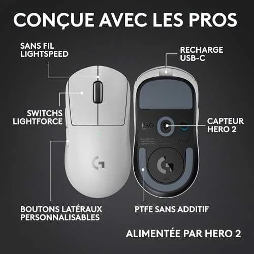 Logitech G PRO X SUPERLIGHT 2c LIGHTSPEED Wireless Belaidė Žaidimų Pelė | Baltas