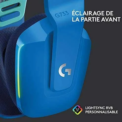 Belaidės ausinės Logitech G733, LIGHTSPEED, RGB, Mėlynos spalvos