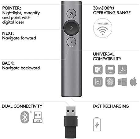 „Logitech Spotlight“ pristatymo nuotolinio valdymo pultas Pilka (910-004861)