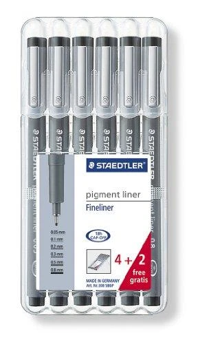 Staedtler PigmentLiner rinkinys plastikinėje dėžutėje