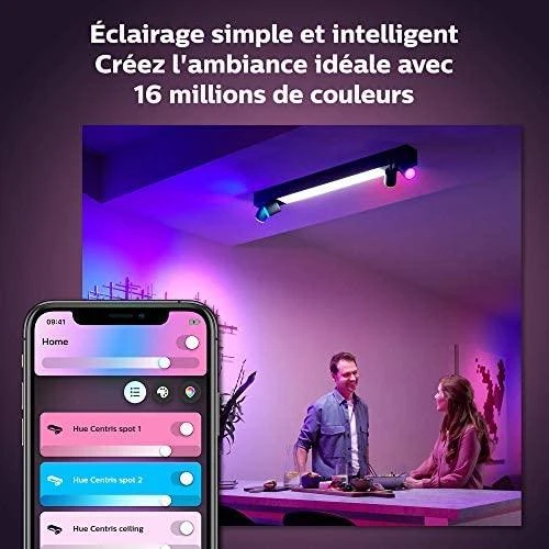 Lubinis šviestuvas Philips Hue Centris 4 taškų juoda specialios formos BT lubinė lempa