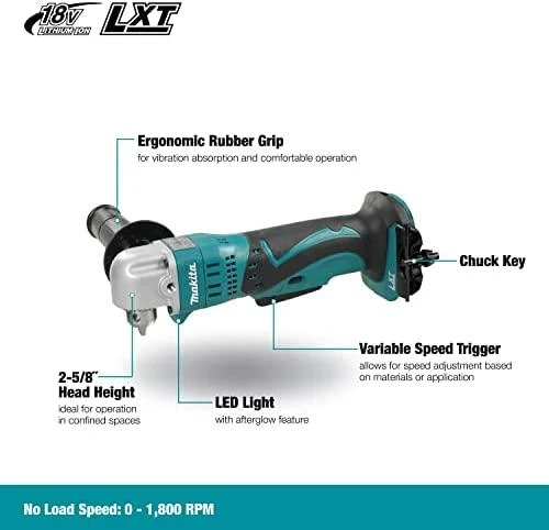 Makita DDA350Z Akumuliatorinis kampinis gręžtuvas 18 V, Be akumuliatorių ir kroviklio!