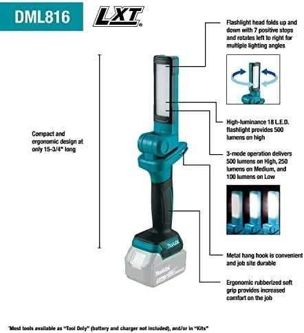Makita DML816X Akumuliatorinis prožektorius LXT 14,4V/18V 100-250-500lm