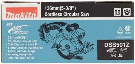 Makita DSS501Z Akumuliatorinis diskinis pjūklas 18 V, 51 mm, ø136x20, Be akumuliatorių ir kroviklio!