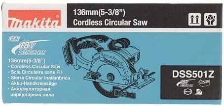 Makita DSS501Z Akumuliatorinis diskinis pjūklas 18 V, 51 mm, ø136x20, Be akumuliatorių ir kroviklio!