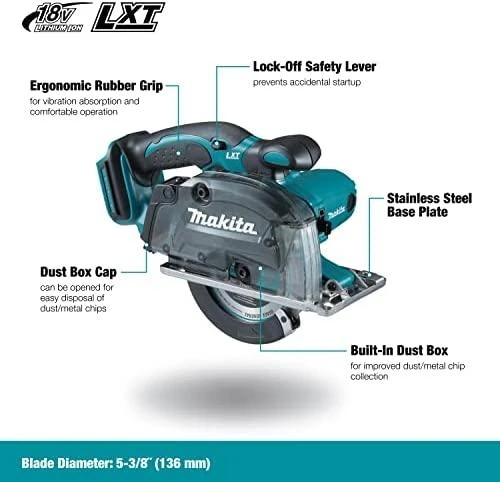 Makita DCS552Z Akumuliatorinis rankinis metalo pjūklas, 18 V, 51mm, ø136mm, Be akumuliatorių ir kroviklio!