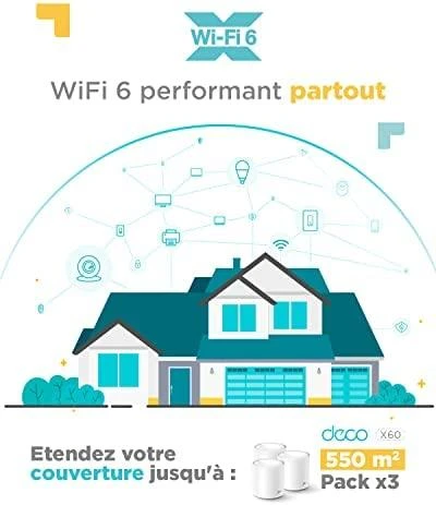 Maršrutizatorius TP-LINK AX3000 viso namo tinklelio „Wi-Fi“ sistema su „Wi-Fi 6“ 2402 Mbps esant 5 GHz dažniui + 574 Mbps esant 2,4 GHz dažniui