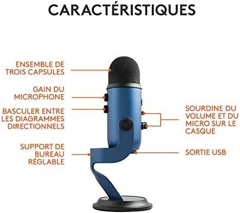 Blue Mėlyna Mikrofonas Mėlyna Yeti USB - Mėlyna spalva