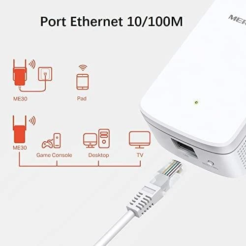 TP-Link Mercusys | AC1200 Wi-Fi diapazono plėstuvas | ME30 | 802.11ac | 2GHz/5GHz | 867+300 Mbit/s | 10/100 Mbit/s | Ethernet LAN (RJ-45) jungtys 1 | MU-MiMO Nr. | nėra PoE | Antenos tipas 2x išorinė