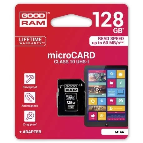 GoodRam Atminties kortelė Micro SDHC class 10 UHS I 128GB + adapteris