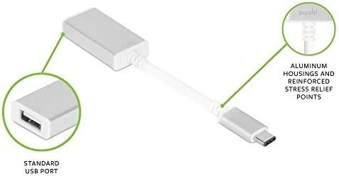 Adapteris USB Moshi USB-A - USB-C Sidabrinė (MI-USBC)