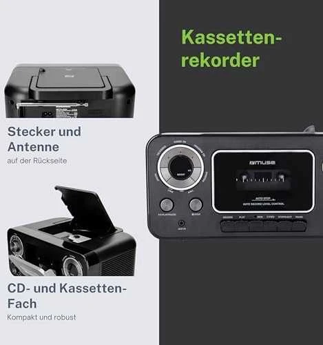 Magnetola Muse M-182 RDC radio Cassette, modelis - M-182RDC, žema