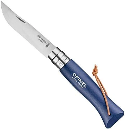 Opinel France Peilis su dirželiu Opinel Colorama 08 Inox Grab tamsiai mėlynas, su įdėklu