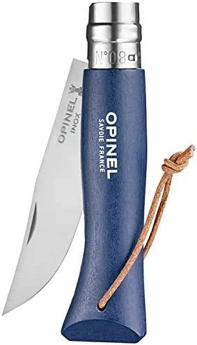 Opinel France Peilis su dirželiu Opinel Colorama 08 Inox Grab tamsiai mėlynas, su įdėklu