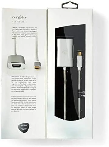 Nedis USB adapteris | USB 3.2 Gen 1 | USB-C™ jungtis | HDMI™ | energijos tiekimas | 2,00m | apvalus | Paauksuotas | Pintas / nailonas | sidabras | pakavimas su