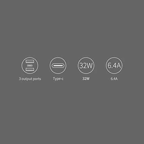 Dėklas Nillkin Celerity automobilinis įkroviklis - 2x USB-A + 1x USB-C, 32W sidabro spalvos