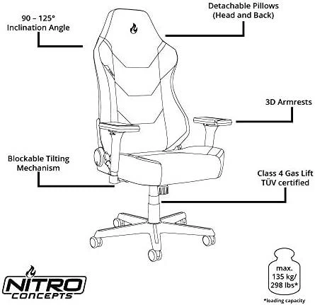 Žaidimų kėdė Nitro Concepts X1000 Gaming Chair, Juoda-mėlyna