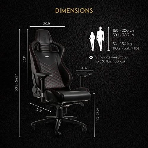 Žaidimų kėdė Noblechairs EPIC PU-Leather Gaming Chair, Juoda-raudona
