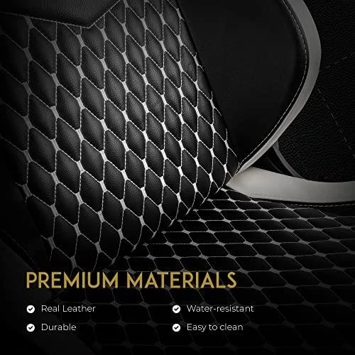 Žaidimų kėdė Noblechairs EPIC Real Leather Gaming Chair, Juoda-balta-raudona