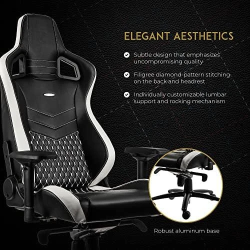 Žaidimų kėdė Noblechairs EPIC Real Leather Gaming Chair, Juoda-balta-raudona